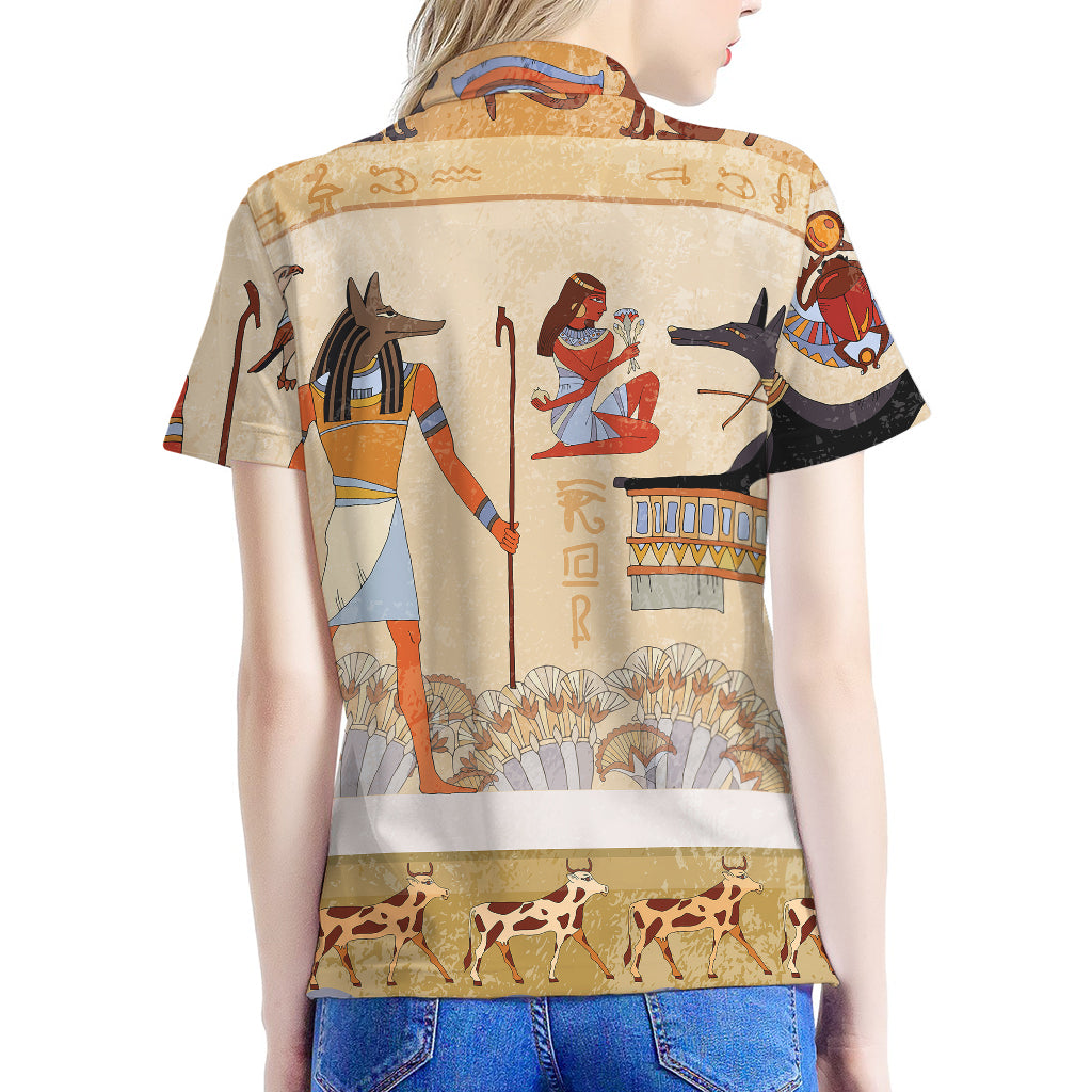 Egyptian Gods And Pharaohs Print Women's Polo Shirt