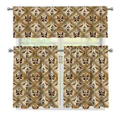 Egyptian Hieroglyphs Pattern Print 3 Piece Kitchen Curtains