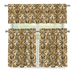 Egyptian Hieroglyphs Pattern Print 3 Piece Kitchen Curtains
