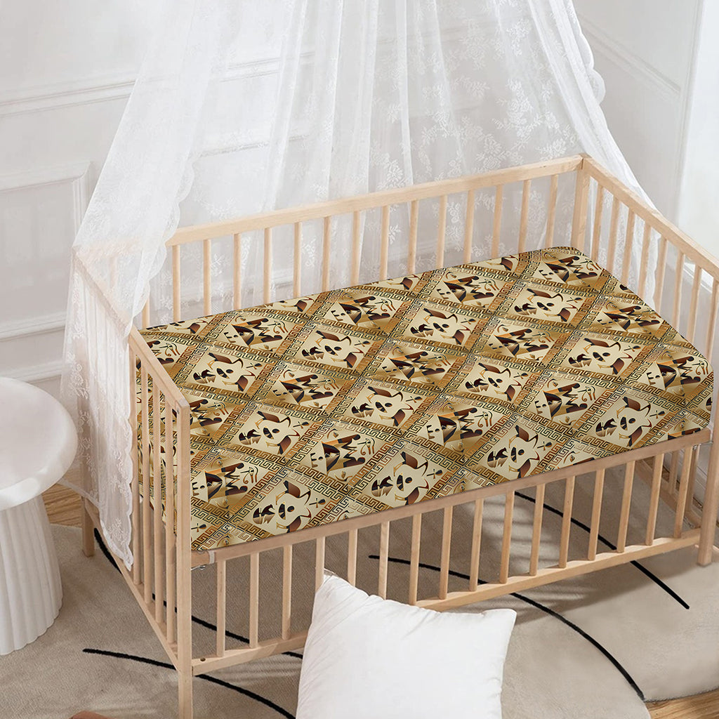 Egyptian Hieroglyphs Pattern Print Baby Crib Sheet