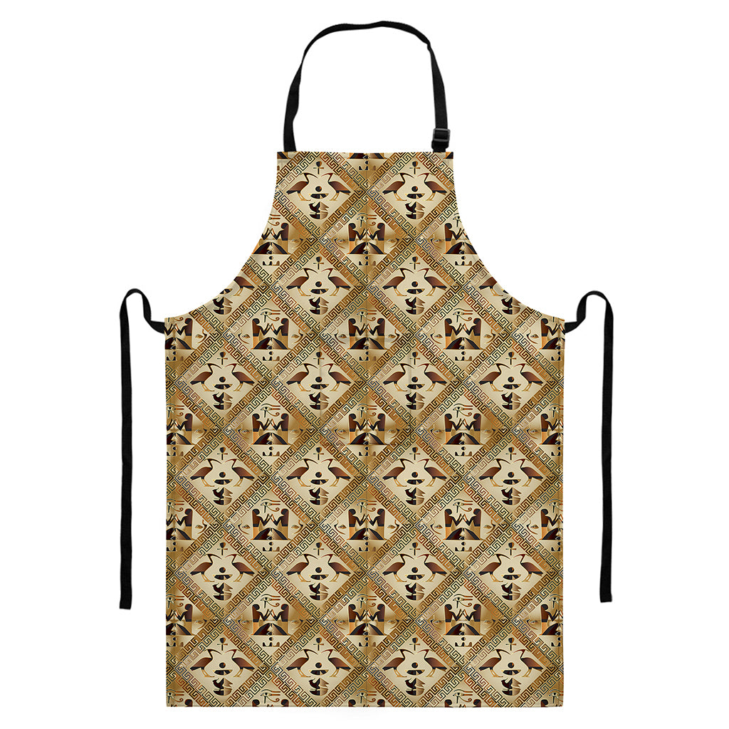 Egyptian Hieroglyphs Pattern Print Bib Apron With Pocket