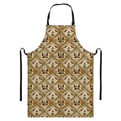 Egyptian Hieroglyphs Pattern Print Bib Apron With Pocket