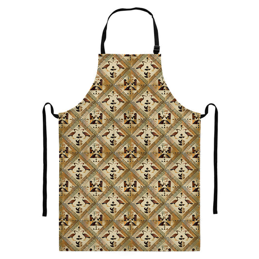 Egyptian Hieroglyphs Pattern Print Bib Apron With Pocket
