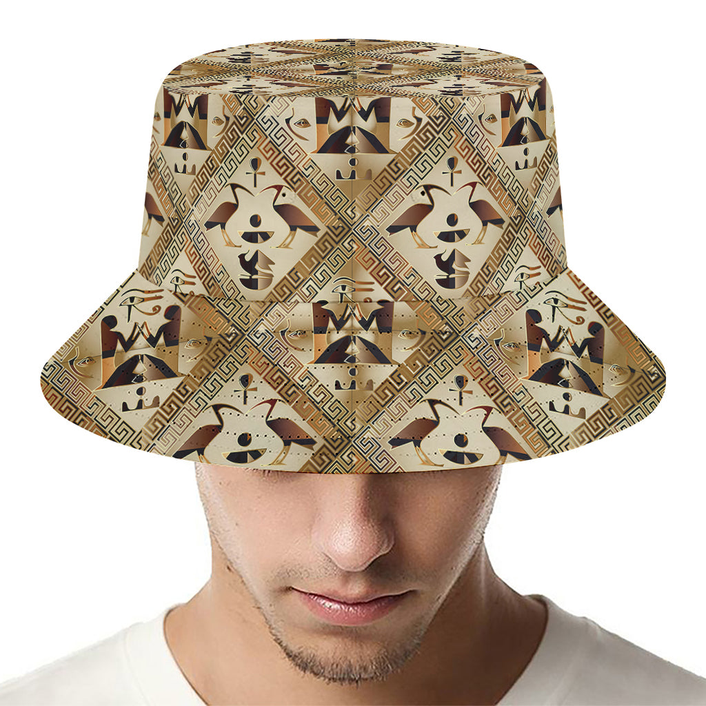 Egyptian Hieroglyphs Pattern Print Bucket Hat