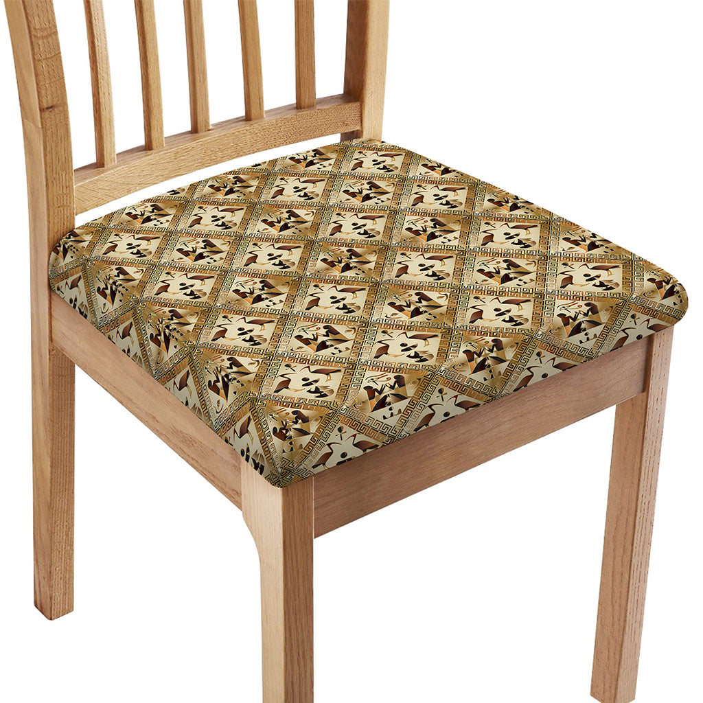 Egyptian Hieroglyphs Pattern Print Chair Cushion Cover