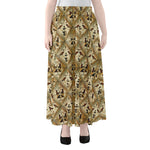 Egyptian Hieroglyphs Pattern Print Chiffon Maxi Skirt
