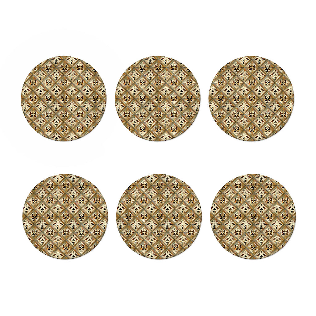 Egyptian Hieroglyphs Pattern Print Coaster Set