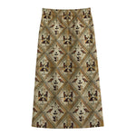 Egyptian Hieroglyphs Pattern Print Cotton Front Slit Maxi Skirt