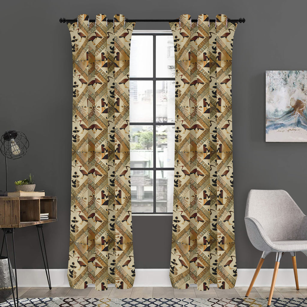 Egyptian Hieroglyphs Pattern Print Curtain