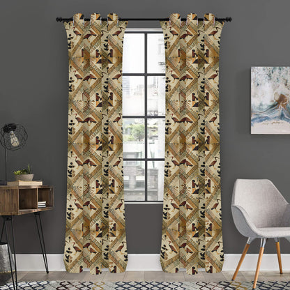 Egyptian Hieroglyphs Pattern Print Curtain