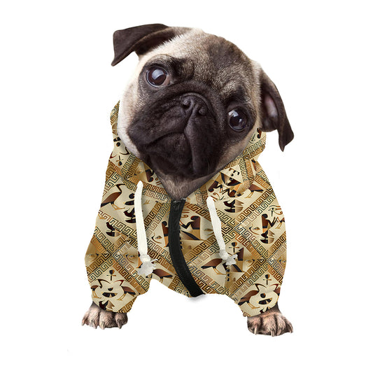Egyptian Hieroglyphs Pattern Print Dog Zip Up Hoodie
