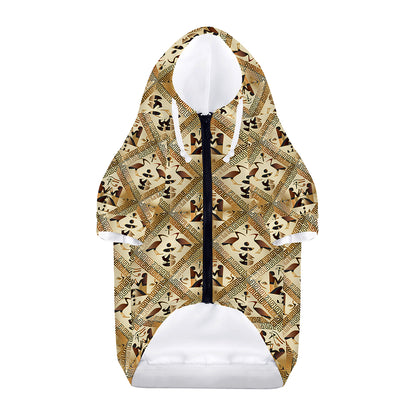 Egyptian Hieroglyphs Pattern Print Dog Zip Up Hoodie