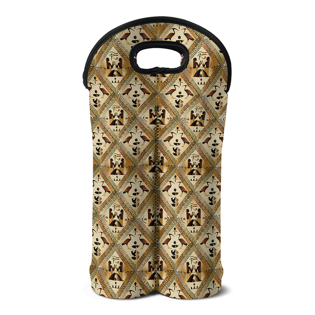 Egyptian Hieroglyphs Pattern Print Double Neoprene Wine Tote