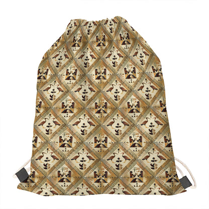Egyptian Hieroglyphs Pattern Print Drawstring Bag