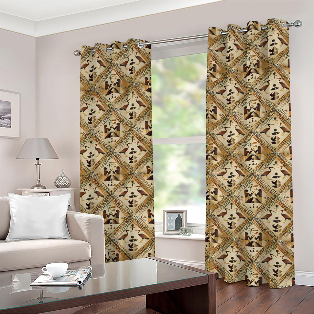 Egyptian Hieroglyphs Pattern Print Grommet Curtains