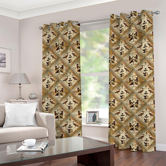 Egyptian Hieroglyphs Pattern Print Grommet Curtains