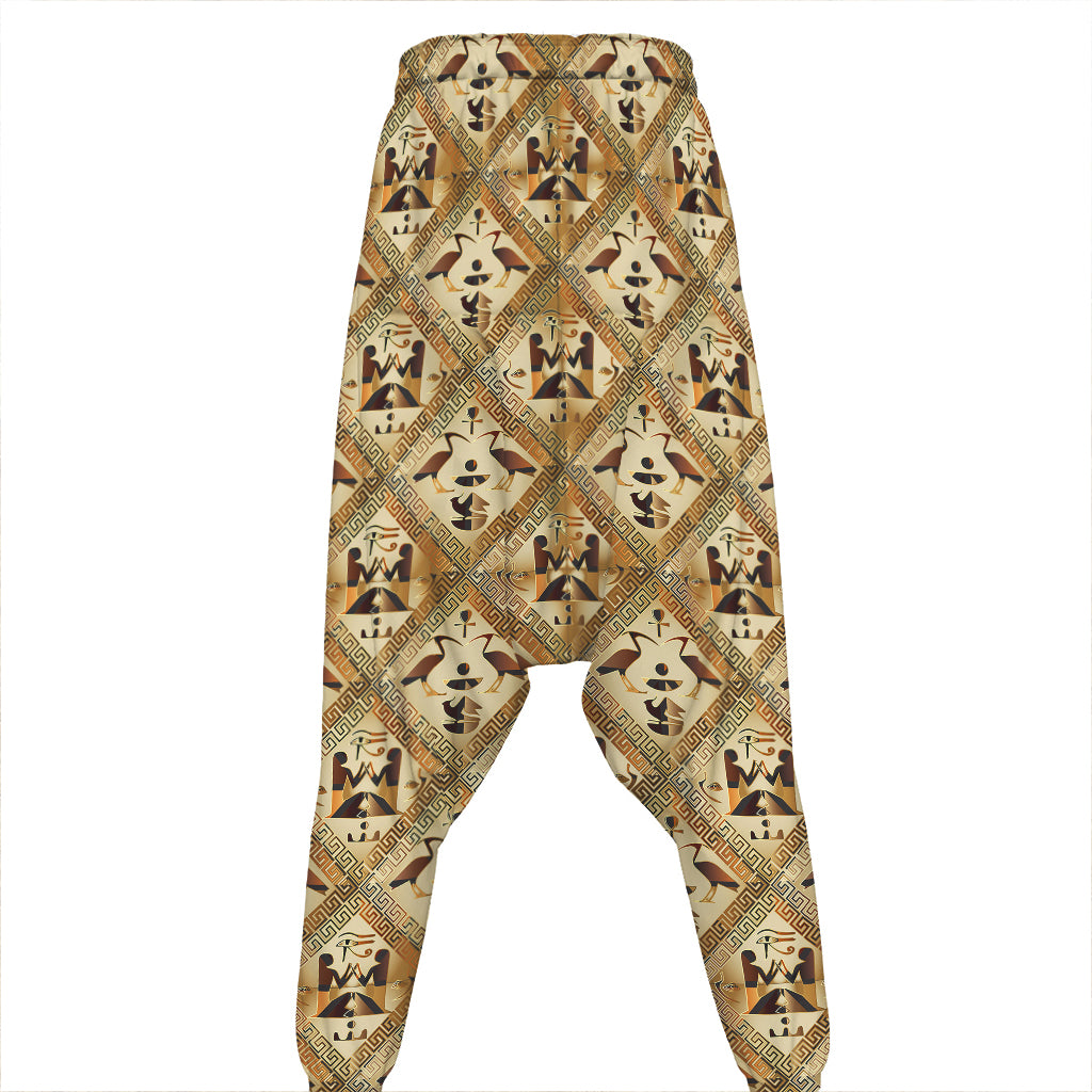 Egyptian Hieroglyphs Pattern Print Hammer Pants