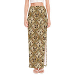 Egyptian Hieroglyphs Pattern Print High Slit Maxi Skirt