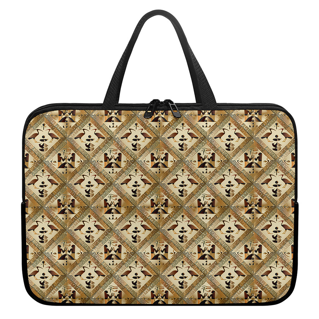 Egyptian Hieroglyphs Pattern Print Laptop Sleeve With Handle