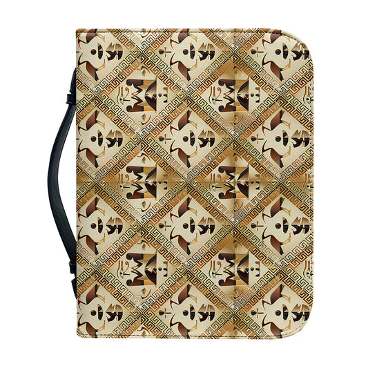 Egyptian Hieroglyphs Pattern Print Leather Bible Cover