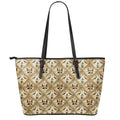 Egyptian Hieroglyphs Pattern Print Leather Tote Bag With Zipper