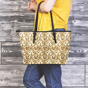 Egyptian Hieroglyphs Pattern Print Leather Tote Bag