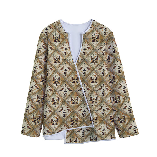 Egyptian Hieroglyphs Pattern Print Long Sleeve Short Coat