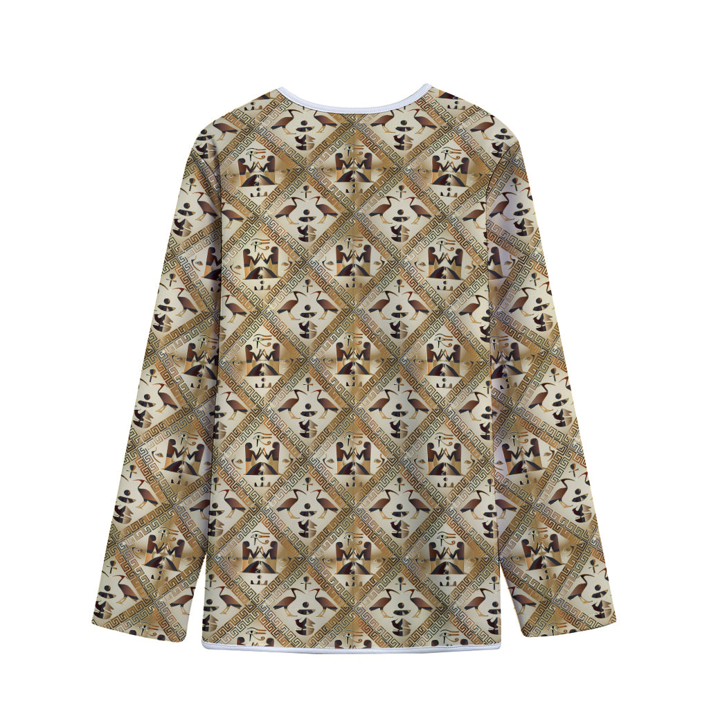 Egyptian Hieroglyphs Pattern Print Long Sleeve Short Coat