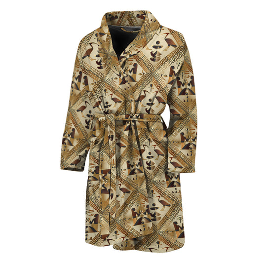Egyptian Hieroglyphs Pattern Print Men's Bathrobe