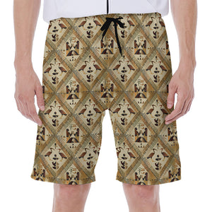 Egyptian Hieroglyphs Pattern Print Men's Beach Shorts