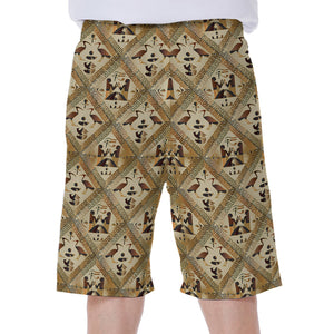 Egyptian Hieroglyphs Pattern Print Men's Beach Shorts