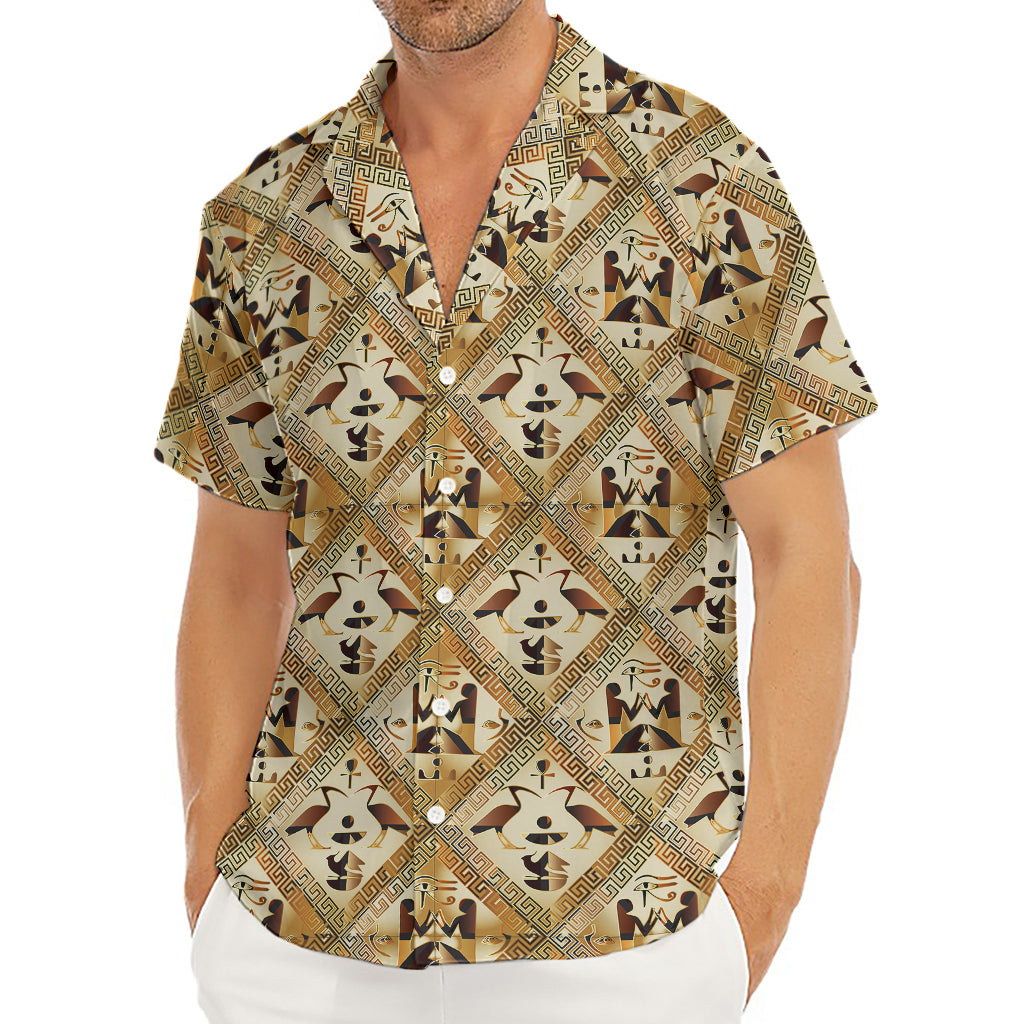 Egyptian Hieroglyphs Pattern Print Men's Deep V-Neck Shirt