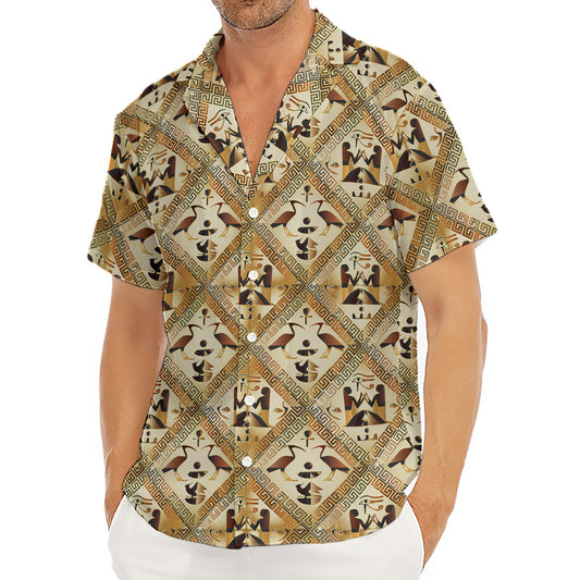 Egyptian Hieroglyphs Pattern Print Men's Deep V-Neck Shirt