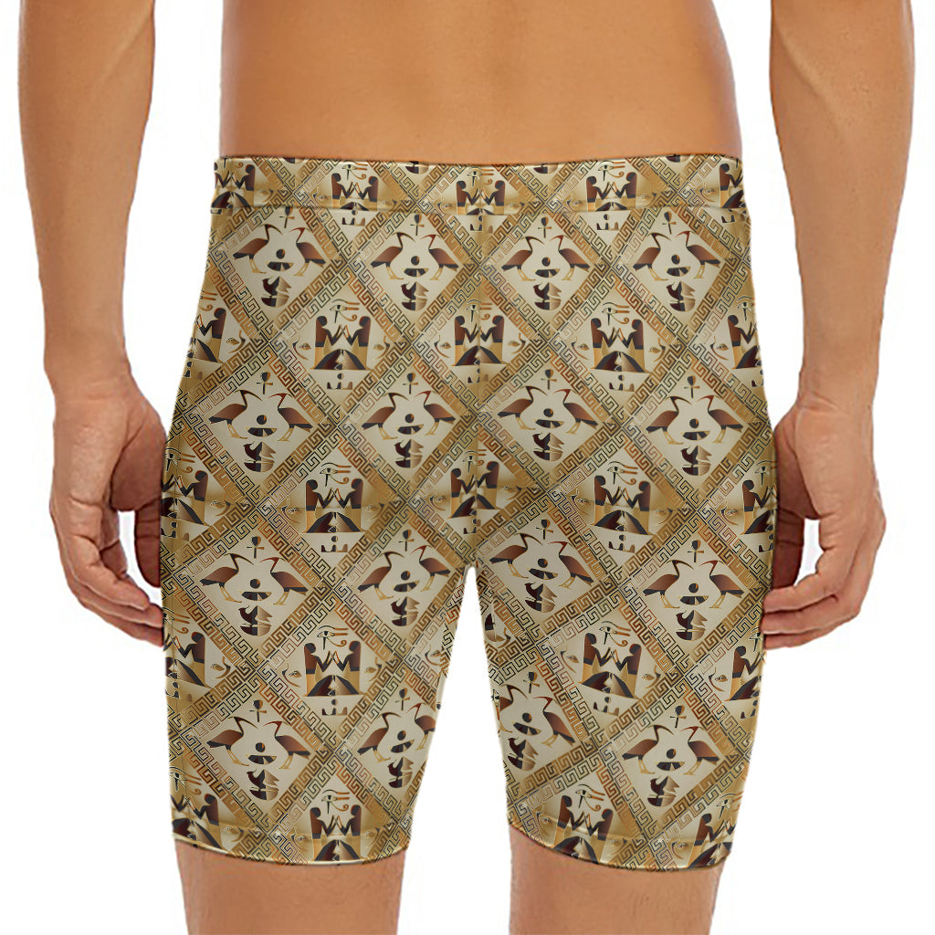 Egyptian Hieroglyphs Pattern Print Men's Long Boxer Briefs