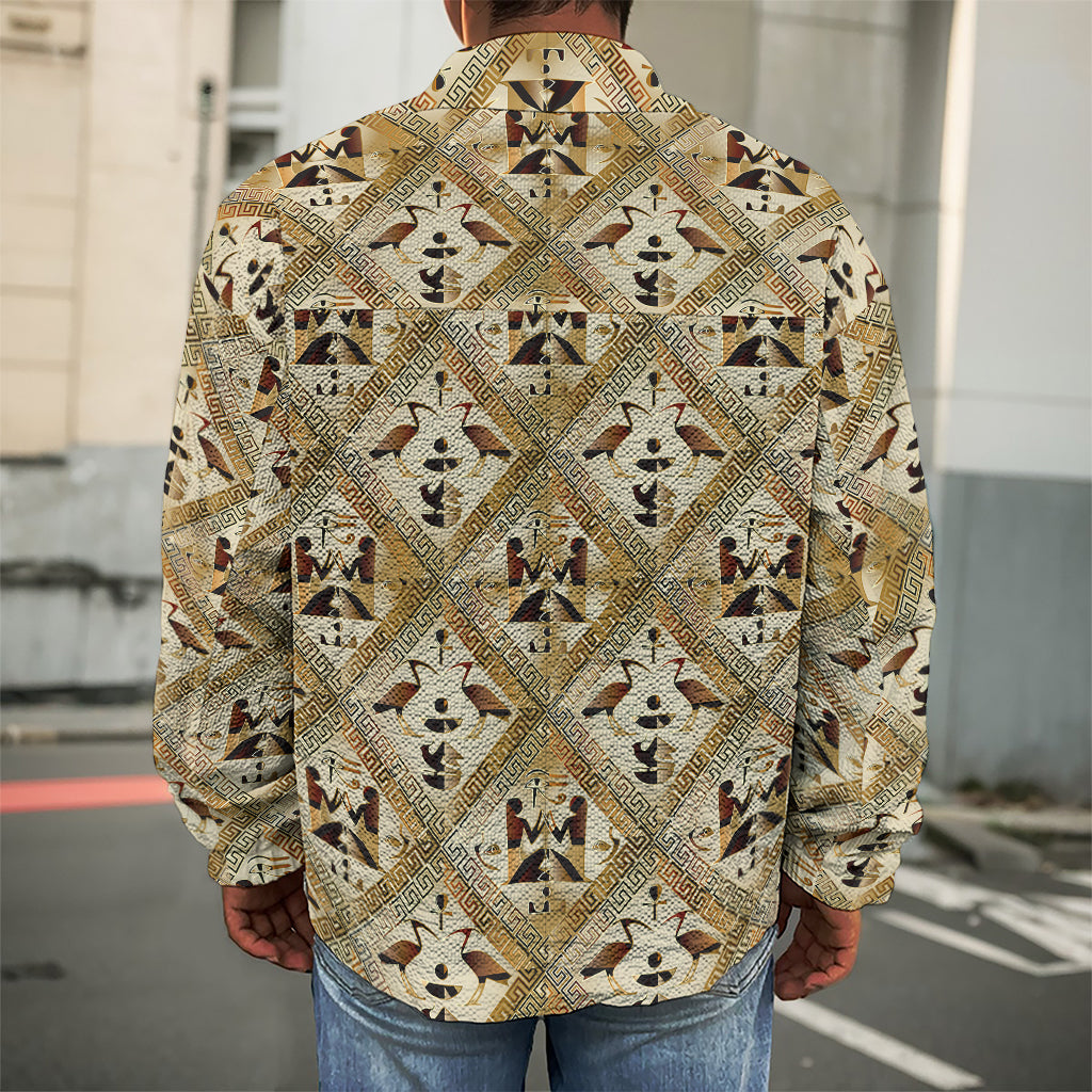 Egyptian Hieroglyphs Pattern Print Men's Shirt Jacket