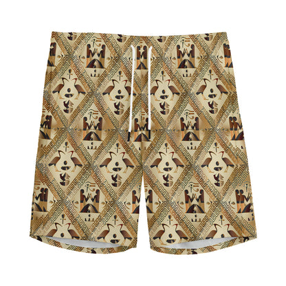 Egyptian Hieroglyphs Pattern Print Men's Sports Shorts