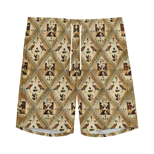 Egyptian Hieroglyphs Pattern Print Men's Sports Shorts