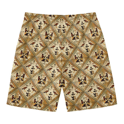 Egyptian Hieroglyphs Pattern Print Men's Swim Trunks