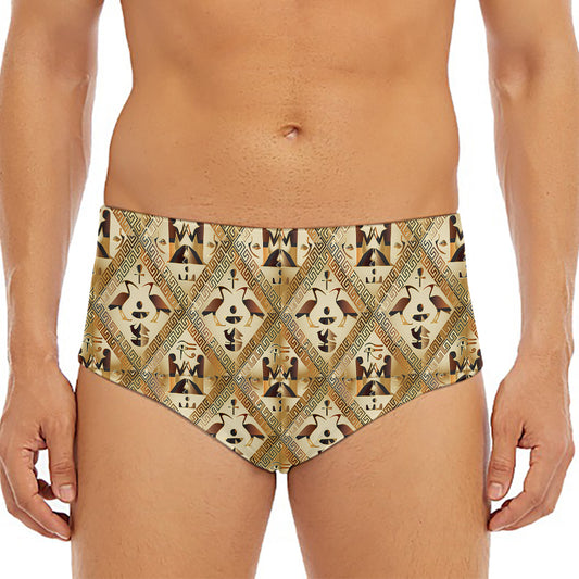 Egyptian Hieroglyphs Pattern Print Men's Triangle Swim Briefs
