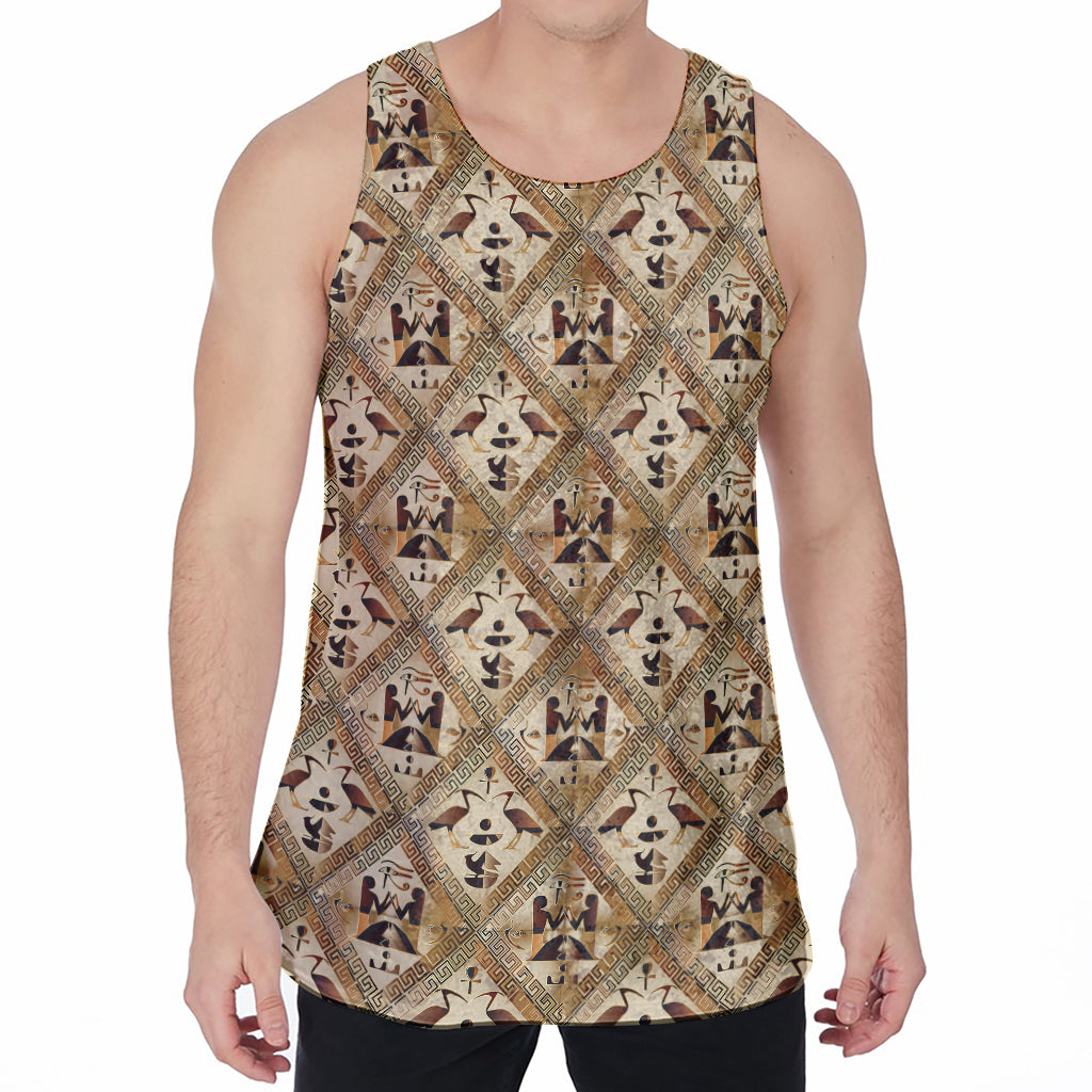 Egyptian Hieroglyphs Pattern Print Men's Velvet Tank Top