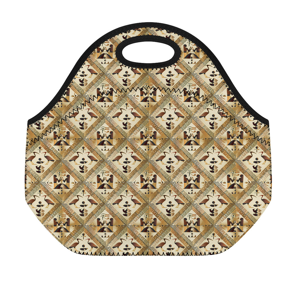 Egyptian Hieroglyphs Pattern Print Neoprene Lunch Bag