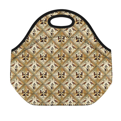 Egyptian Hieroglyphs Pattern Print Neoprene Lunch Bag