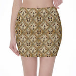 Egyptian Hieroglyphs Pattern Print Pencil Mini Skirt