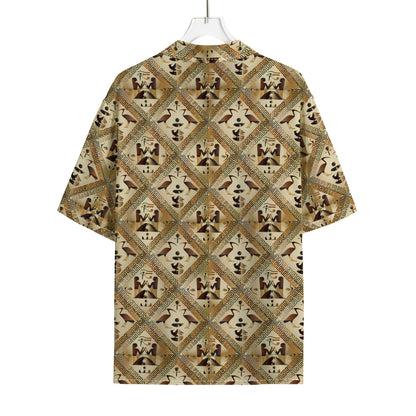 Egyptian Hieroglyphs Pattern Print Rayon Hawaiian Shirt