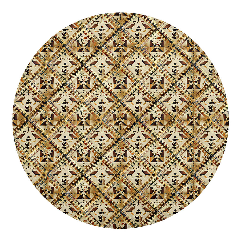Egyptian Hieroglyphs Pattern Print Round Blanket