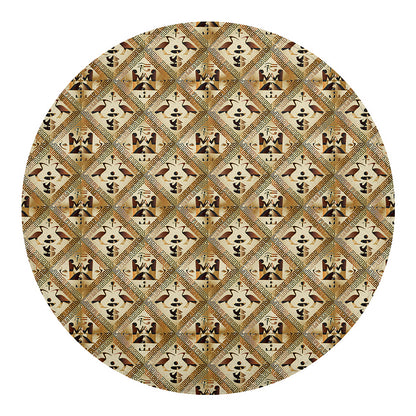 Egyptian Hieroglyphs Pattern Print Round Blanket