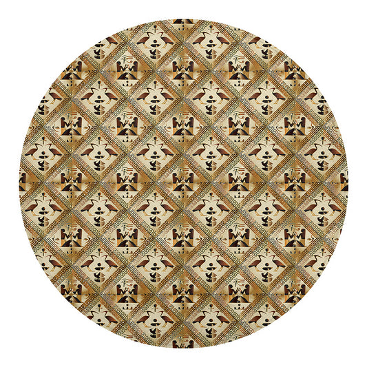 Egyptian Hieroglyphs Pattern Print Round Blanket