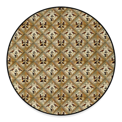 Egyptian Hieroglyphs Pattern Print Round Floor Mat