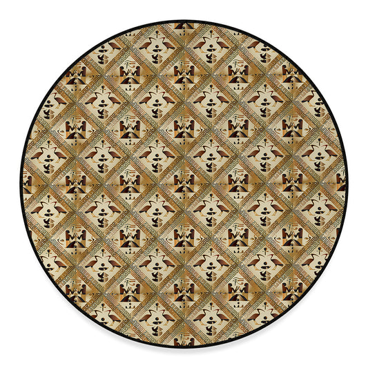 Egyptian Hieroglyphs Pattern Print Round Floor Mat