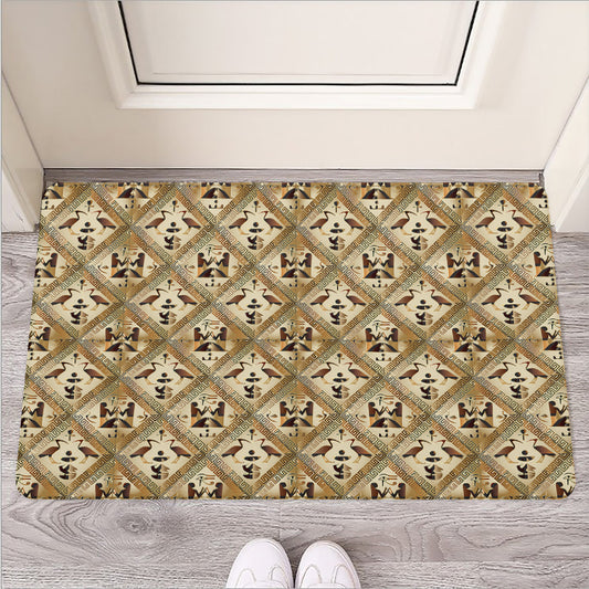 Egyptian Hieroglyphs Pattern Print Rubber Doormat